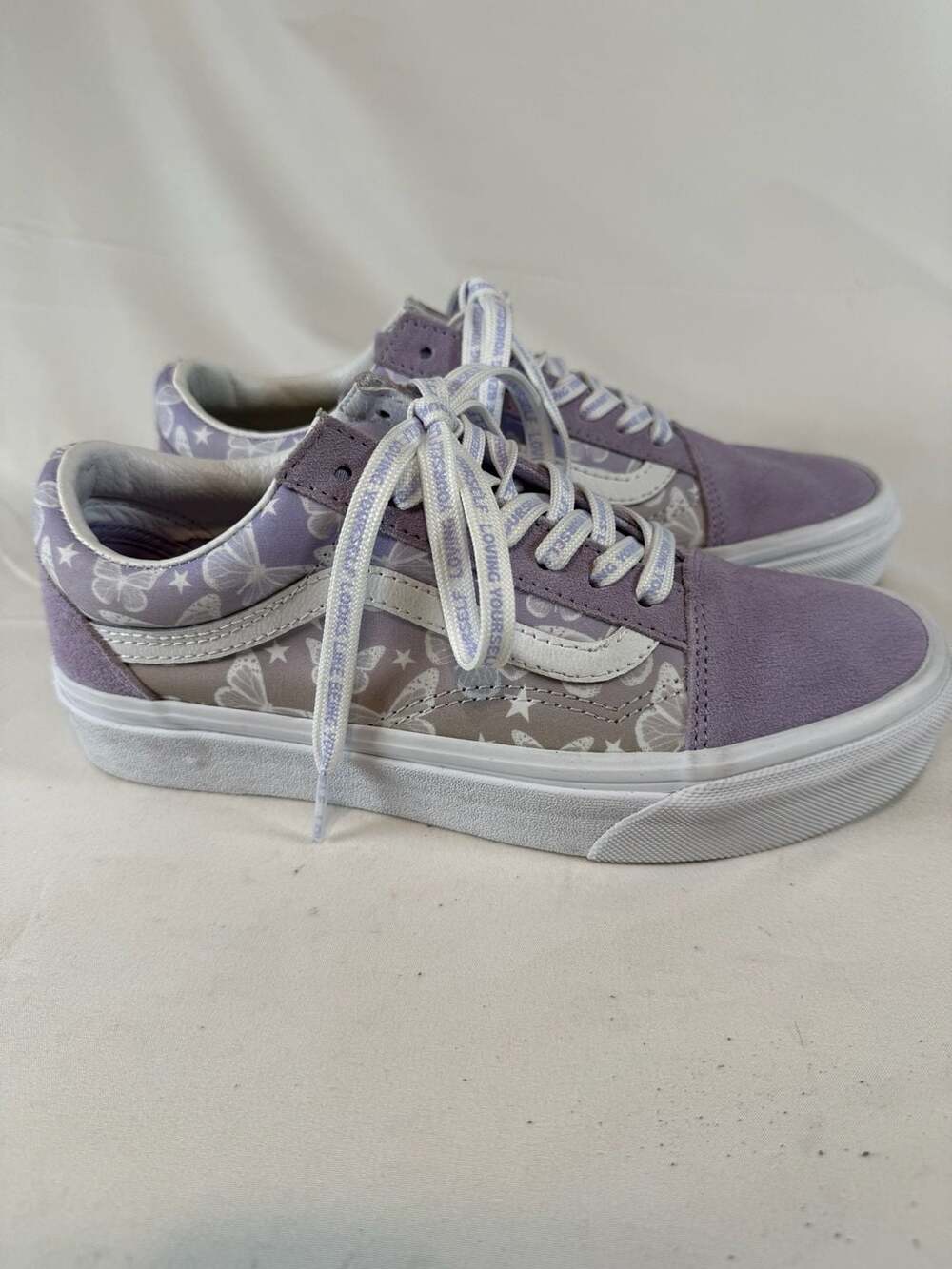 Vans Womens Old Skool Size 7.0 Lavender Butterfly Purple Streetwear Feminine Whi